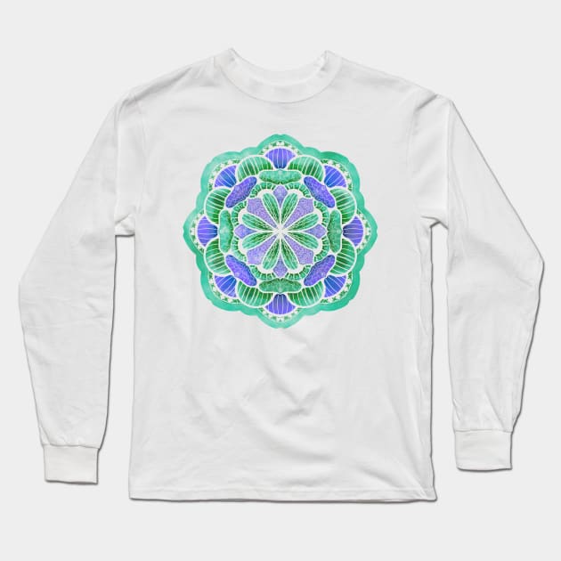 Colorful Mandala on Black Long Sleeve T-Shirt by CarrieBrose